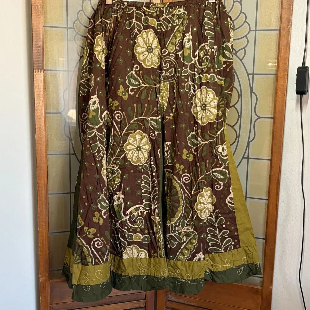 Vintage Boho Floral Cottage Prairie Festival Folk Gypsy Skirt Plus Size 22/24